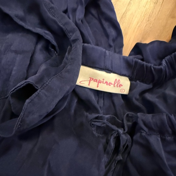 Papinelle Women's Navy Pajama Set 100% percent silk - Picture 3 of 3